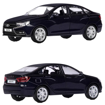 Машинка металлическая Lada Vesta масштаб 1:24 инерционная свет звук Автопанорама JB1251150 черная 1